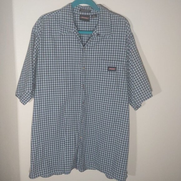 Dickies Men's Blue Plaid Button Up Short Sleeves Size XL - Picture 1 of 6